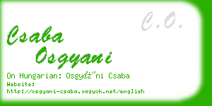 csaba osgyani business card